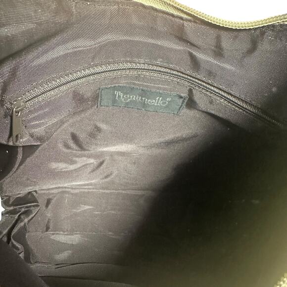 Vintage Tignanello leather handbag shoulder bagcream and brown snakeskin print - Picture 6 of 11